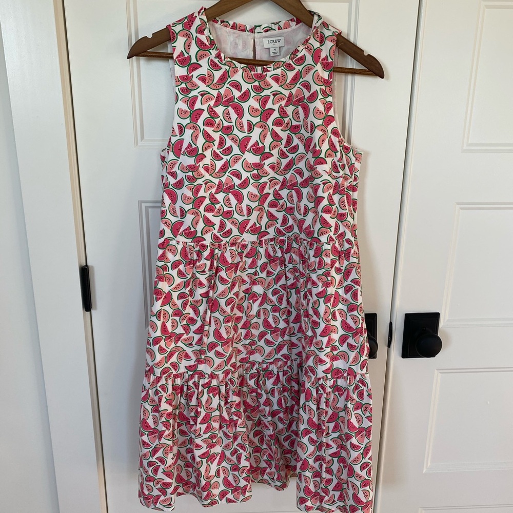 J. Crew Watermelon Print Kids Dress - Pink and White
